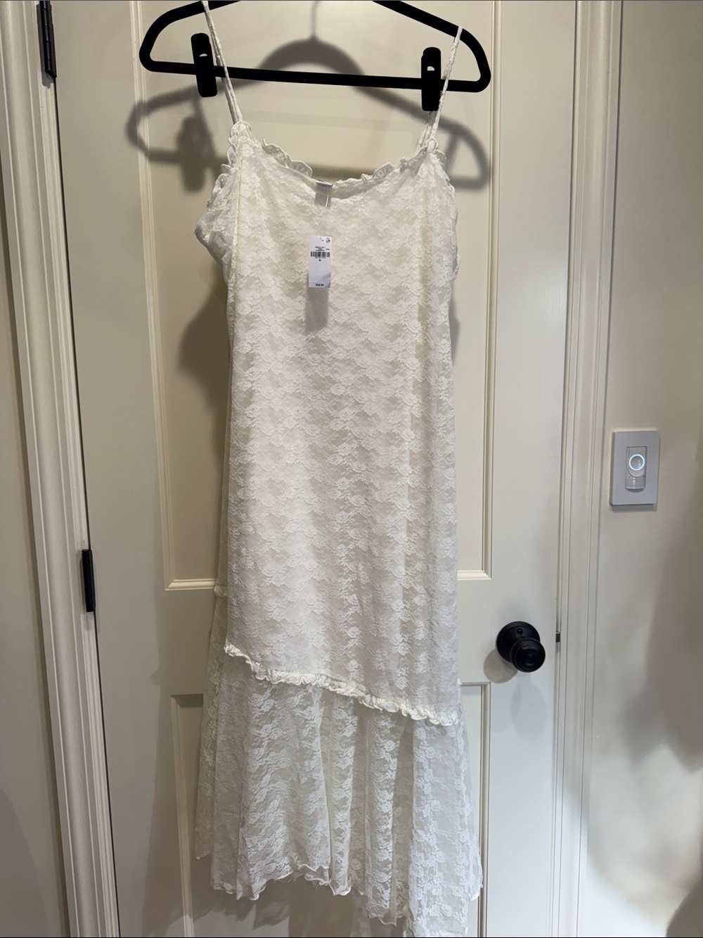 New Old navy White Lace Slip Dress with Ruffled Hem XL